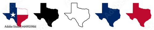 Texas map icon set, Texas map isolated on transparent background. png file