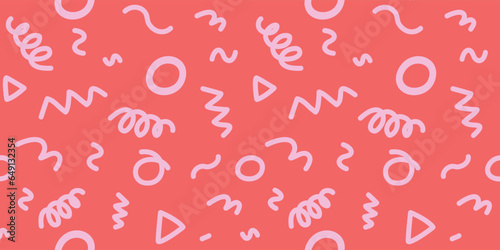 Abstract doodle illustration on pink orange background