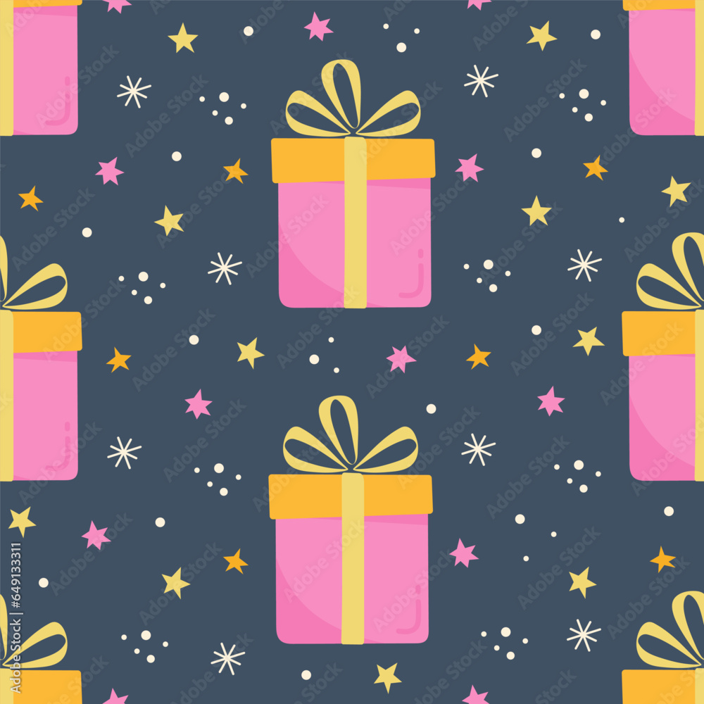 Vector seamless pattern with hand drawn gift boxes Vector seamless pattern with hand drawn gift boxes