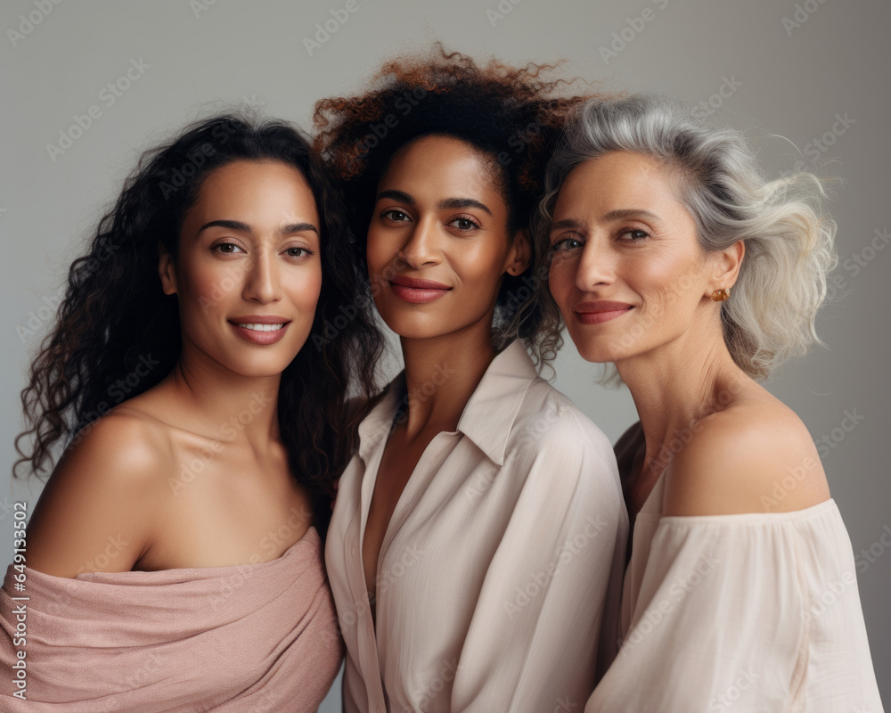 custom made wallpaper toronto digitalBeauty and unity, this diverse group of beautiful women of all skin tones and races together posing in the skin care ad campaign. A multiracial diverse group of women, inclusivity body positivity.