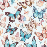 Seamless Pattern of Butterflies. Butterfly Wonderland
