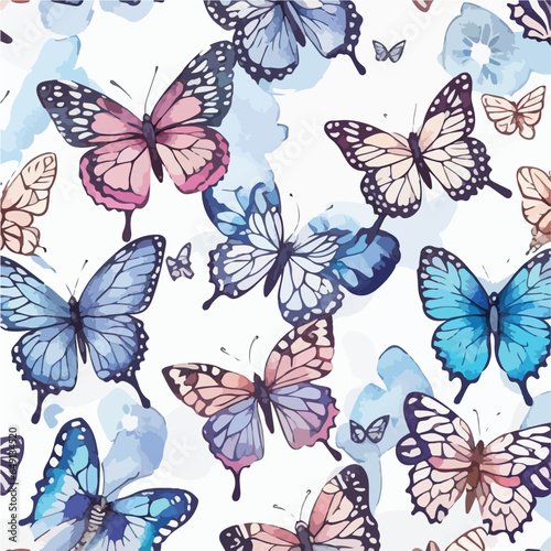 Seamless Pattern of Butterflies. Butterfly Fantasy