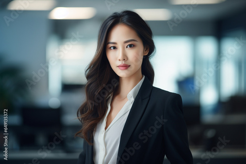 Confident asian businesswoman in office