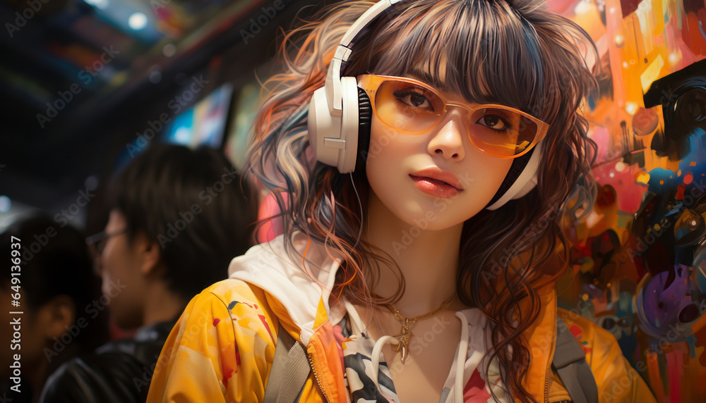 japanese girls manga style clothes in tokyo disco enjoying the city.generative ai japanese girls manga style clothes in tokyo disco enjoying the city.generative ai