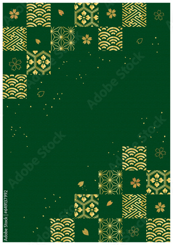 金箔格子和柄背景_縦