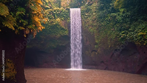 Tibumana Waterfall Bali in tropical rainforest jungle Ubud, Bali Indonesia 4K photo