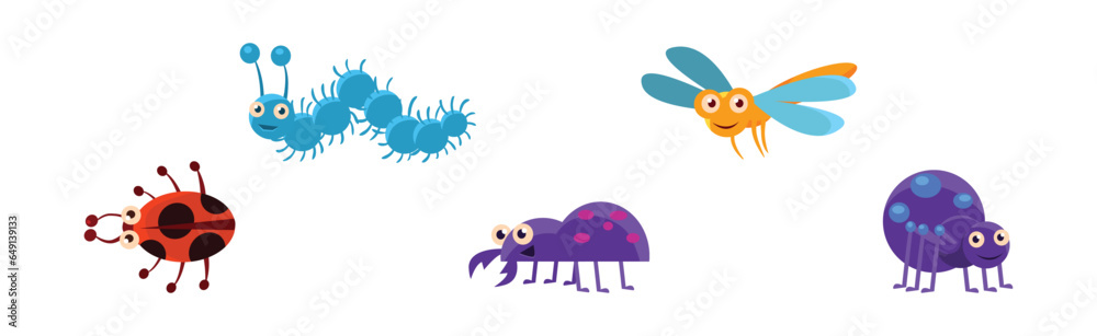 Funny Insect Small Crawling Animal Vector Set Funny Insect Small Crawling Animal Vector Set