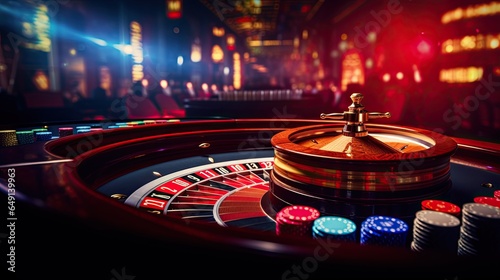 Portrait roulette with poker chips AI Generative