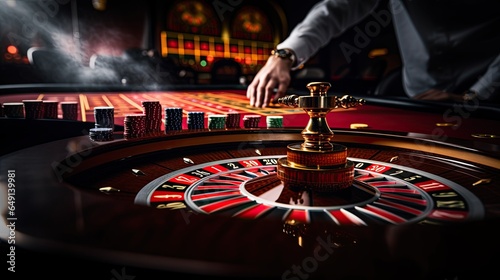 Portrait roulette with poker chips AI Generative