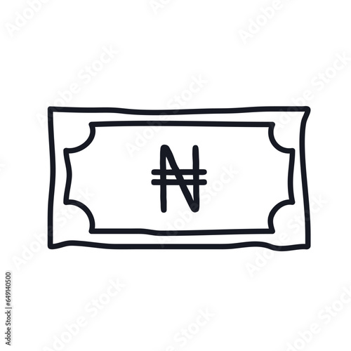 Banknote naira logo icon sign Money currency emblem Hand drawn ink sketch Doodle cartoon style Game design Fashion print for clothes apparel greeting invitation card banner economical poster flyer ad