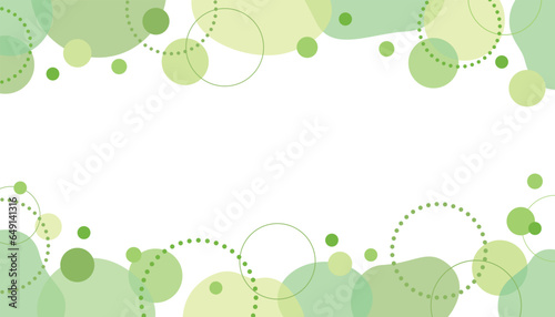 流体シェイプとドット サークル フレーム 背景/上下柄・くすみグリーン