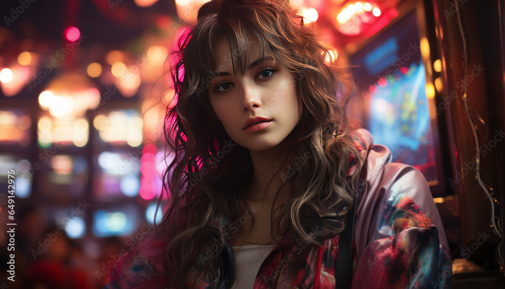 Japanese girls by claw machine arcade room,neon lights,hyper realism. Japanese girls by claw machine arcade room,neon lights,hyper realism.