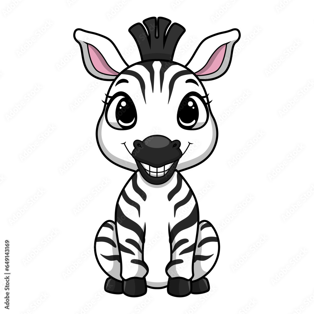 Cute little zebra cartoon on white background Cute little zebra cartoon on white background