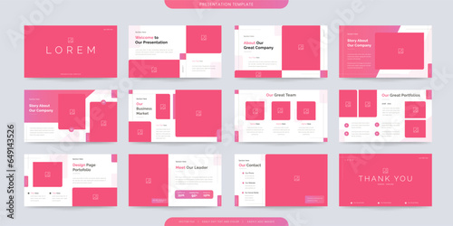 minimalist presentation templates. corporate booklet use in flyer and leaflet, marketing banner, advertising brochure, annual business report, website slider. White pink color company profile vector