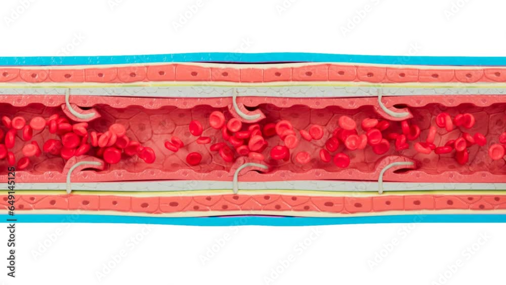 Stockvideo Red blood cells flow inside an Artery, vein. you can see