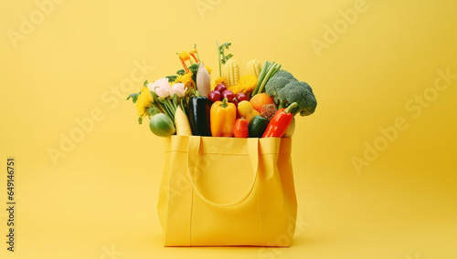 Bag fresh vegetables paper healthy diet shopping organic market grocery food