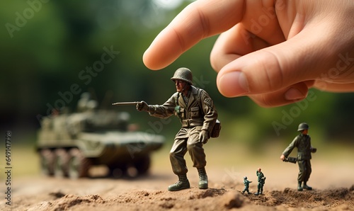 hand set war concept toy soldiers set, ai generative photo