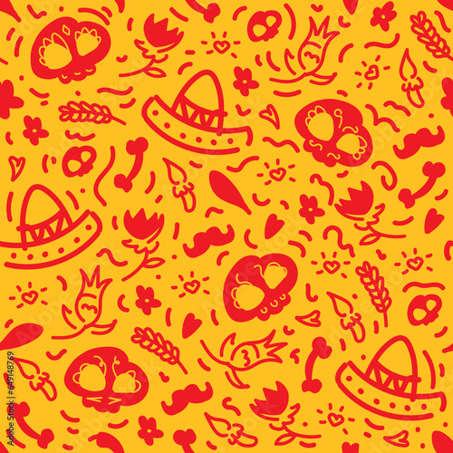 Mexican Day Of The Dead Vector Seamless Pattern