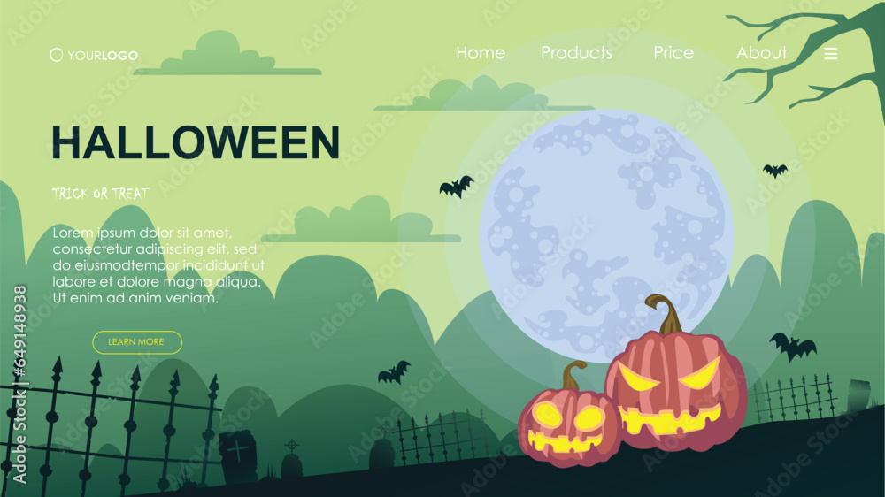 Halloween theme Landing page background vector