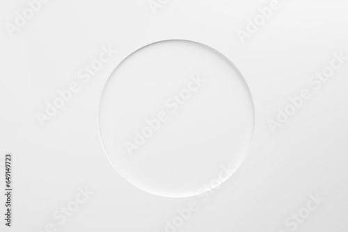 White round frame or circle hole template on blue background with borders.