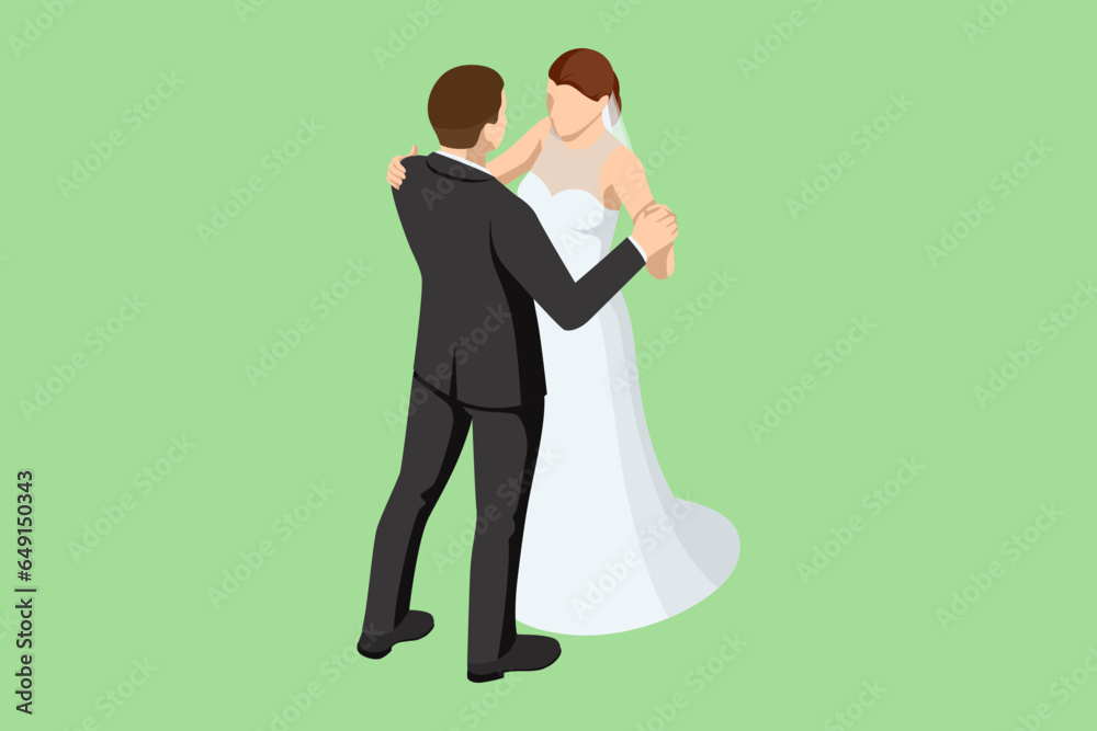 Isometric wedding couple. Lovely married couple embracing and looking at each other. Marriage and family relations. Wedding ceremony. Isometric wedding couple. Lovely married couple embracing and looking at each other. Marriage and family relations. Wedding ceremony.