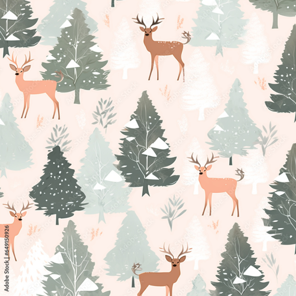 Fototapeta seamless pattern with deer