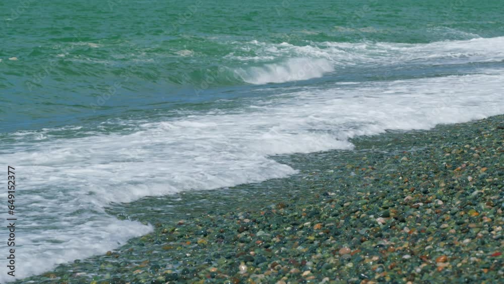 Sea Water Waves Perfect For Relaxing On Holidays. Breaking Blue Water. Real time.