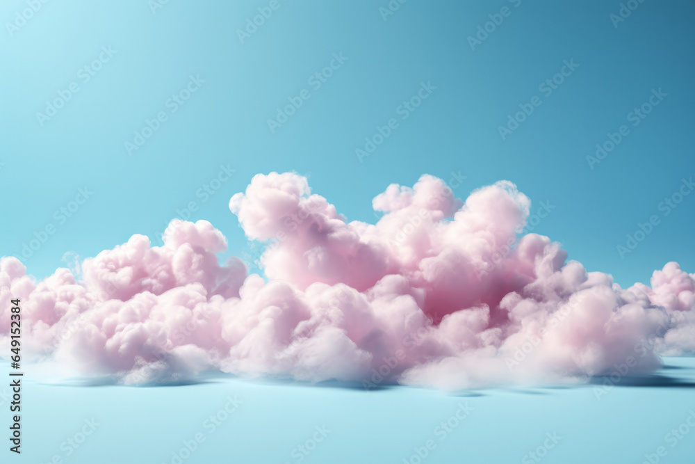 Floating ethereal clouds indicating daydreaming isolated on a pastel sky blue gradient background Floating ethereal clouds indicating daydreaming isolated on a pastel sky blue gradient background