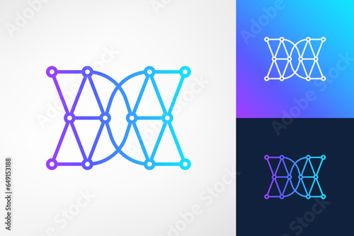 The letter DD and the Binary Dot Web Technology symbol form a modern and futuristic logo. A logo that looks sophisticated, high-tech and luxurious. A suitable logo for a technology company.