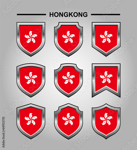 Hongkong National Emblems Flag and Luxury Shield