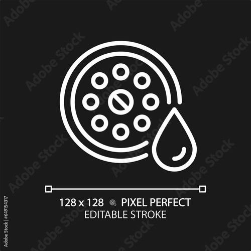 2D pixel perfect editable white drain icon, isolated vector, thin line illustration representing plumbing.