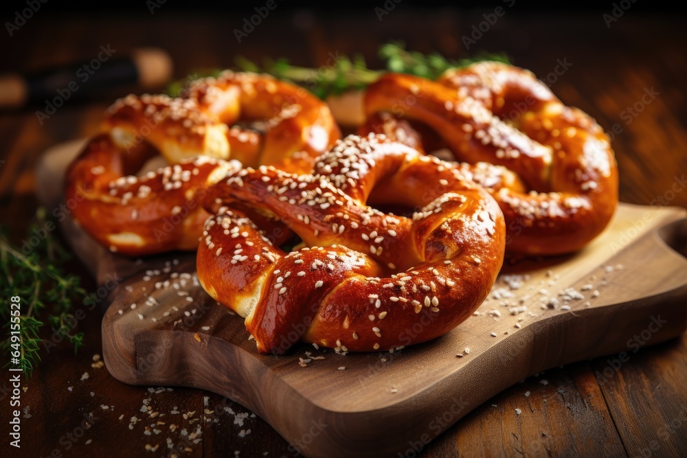 Freshly baked homemade pretzels - obrazy, fototapety, plakaty 