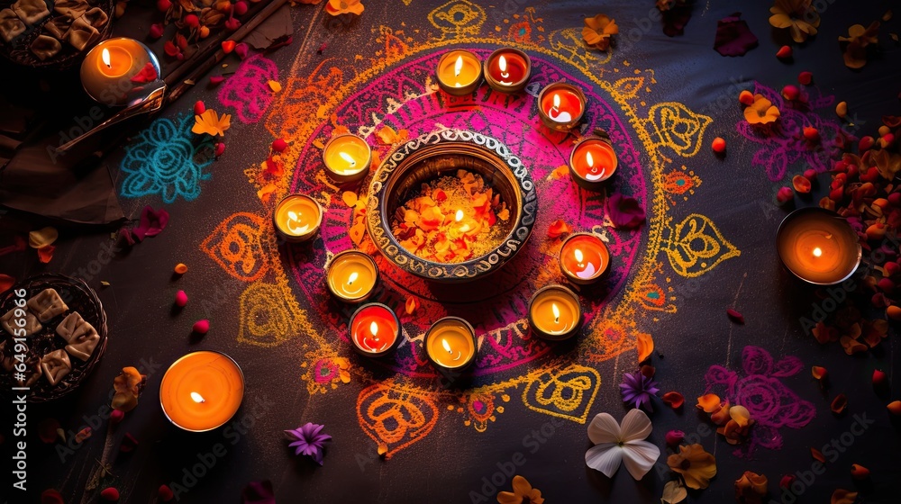 Portrait traditional oil lamp with mandala AI Generative Portrait traditional oil lamp with mandala AI Generative