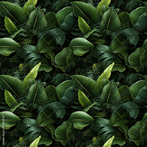 Wallpaper Mural Bright green seamless pattern of different tropical forest leaves. Patterns for napkins, textiles, panels, tiles. Copy space Torontodigital.ca