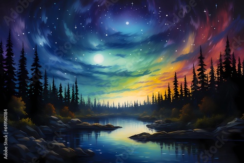 Impressionist Painting of the Northern Lights