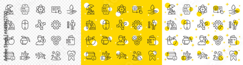 Outline Search flight, Delivery insurance and Juice line icons pack for web with Read instruction, Microscope, Dental insurance line icon. Scroll down, Stars, Water care pictogram icon. Vector