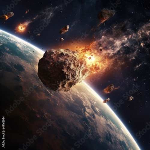 Meteor Impact with Earth  fireball Asteroid In Collision with Planet