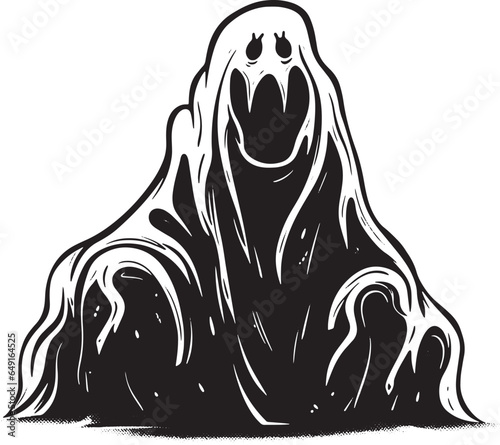 Halloween Cute Skeleton Ghost Skeleton creepy character scary creature with skull and bones isolated on white background silhouette vector  