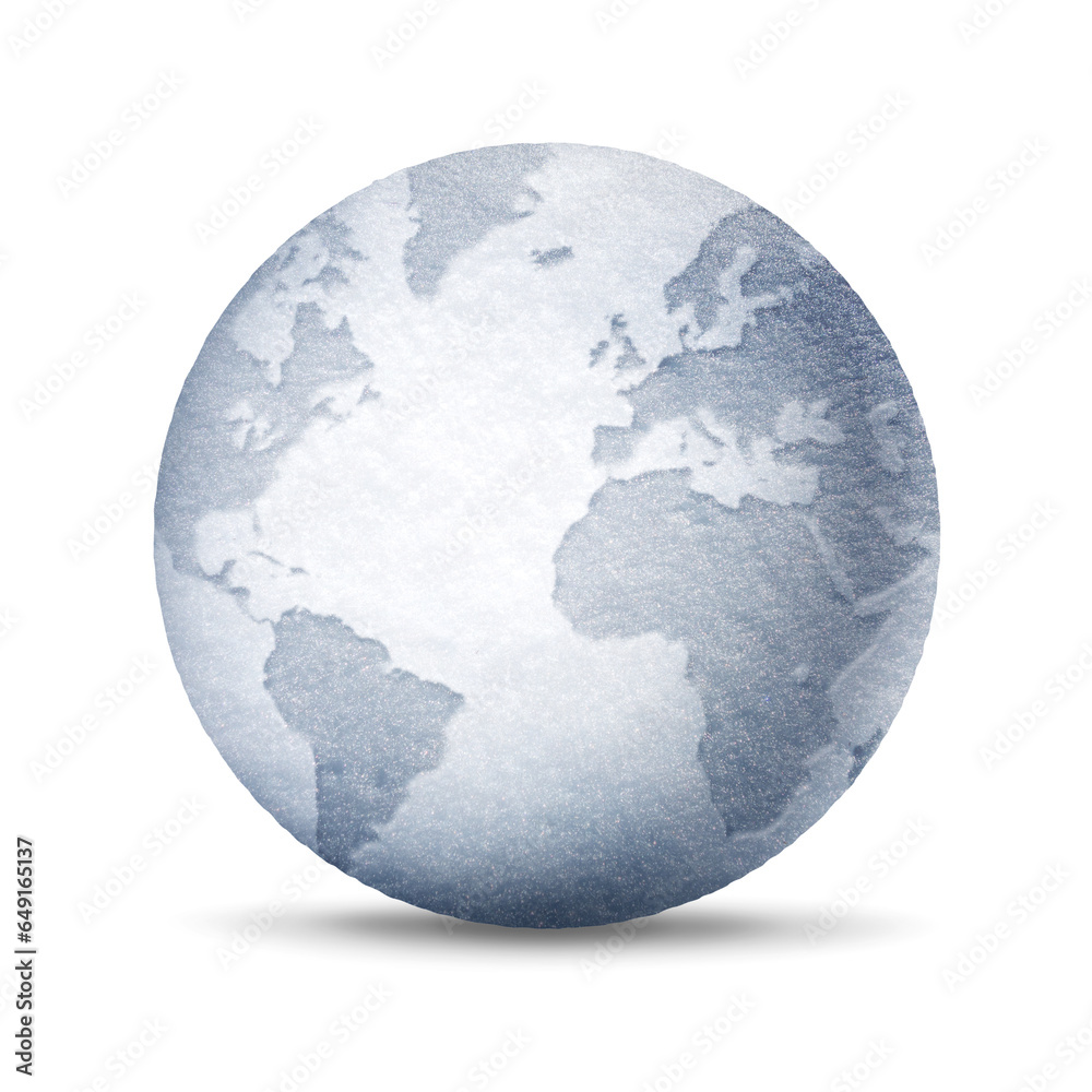Obraz premium Snowball world globe isolated on white background. Environmental protection symbol