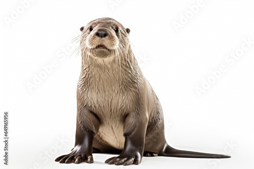 giant otter on white background photo