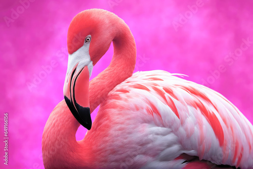 Flamingo Elegance, Stunning Painting in Fuchsia & Coral, AI Generated