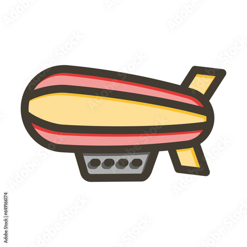Zeppelin Vector Thick Line Filled Colors Icon Design