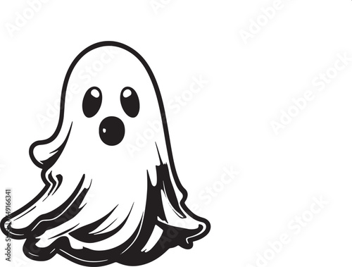 Halloween Cute Skeleton Ghost Skeleton creepy character scary creature with skull and bones isolated on white background silhouette vector 
