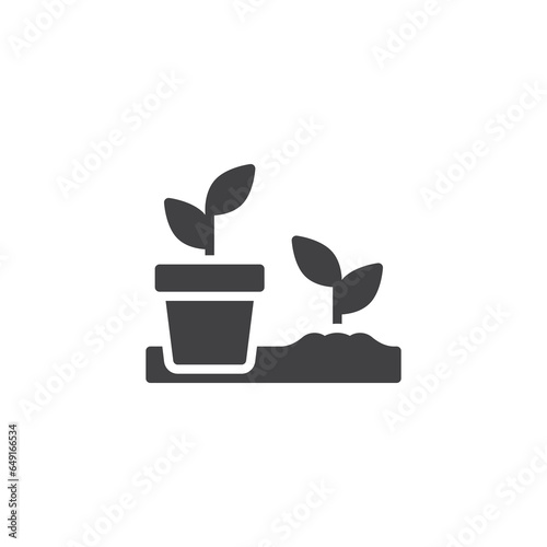 Seedlings pot vector icon