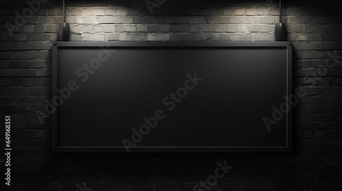 A blank black rectangle signboard wall mockup, in the style of rectangle shapes, screen printing photo