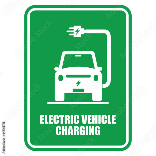 Electric Vehicle Charging, green sign vector