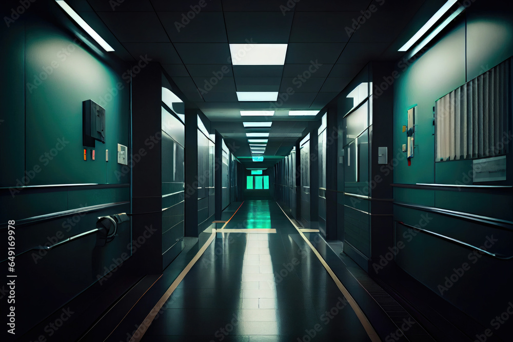Fototapeta premium Hospital hallway empty hospital corridor