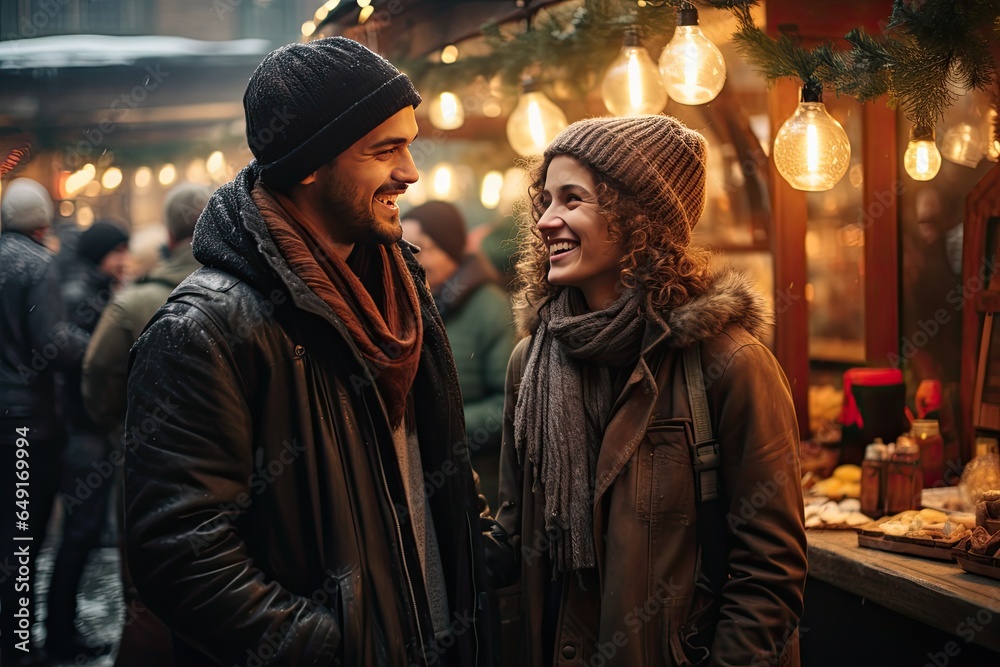 Friends at Christmas market Friends at Christmas market