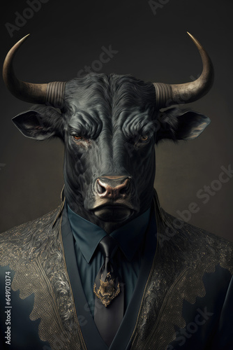 Bull in business suit -