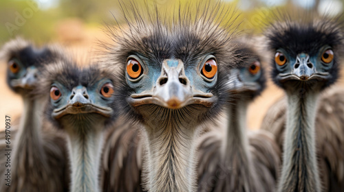 Group of Emu birds in the wild